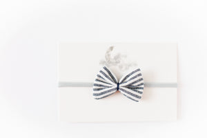 Gauze Bow Headband // Navy & White Stripe