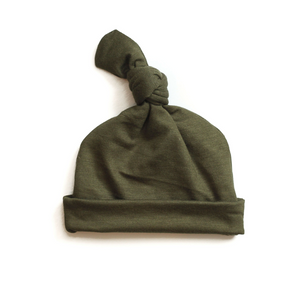 Top Knot Baby Hat // Olive (0-3 months)