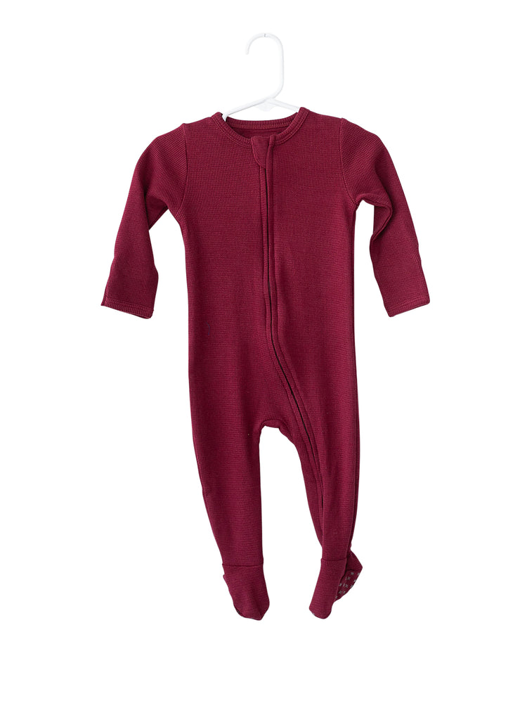 Organic Thermal Zip Footie // Maroon