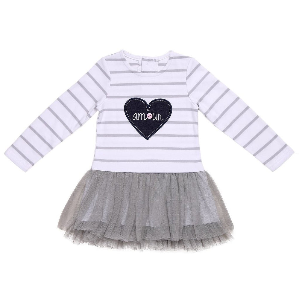 
                
                    Load image into Gallery viewer, Tutu Dress with Grey Mesh and Heart Patch
                
            
