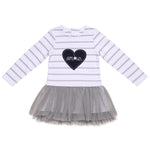 Tutu Dress with Grey Mesh and Heart Patch