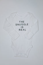 "The Snuggle Is Real" Long Sleeve Bodysuit // White (Newborn)