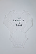 "The Snuggle Is Real" Long Sleeve Bodysuit // White (Newborn)