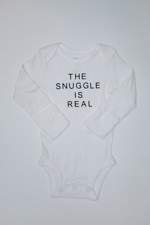 
                
                    Load image into Gallery viewer, &amp;quot;The Snuggle Is Real&amp;quot; Long Sleeve Bodysuit // White (Newborn)
                
            
