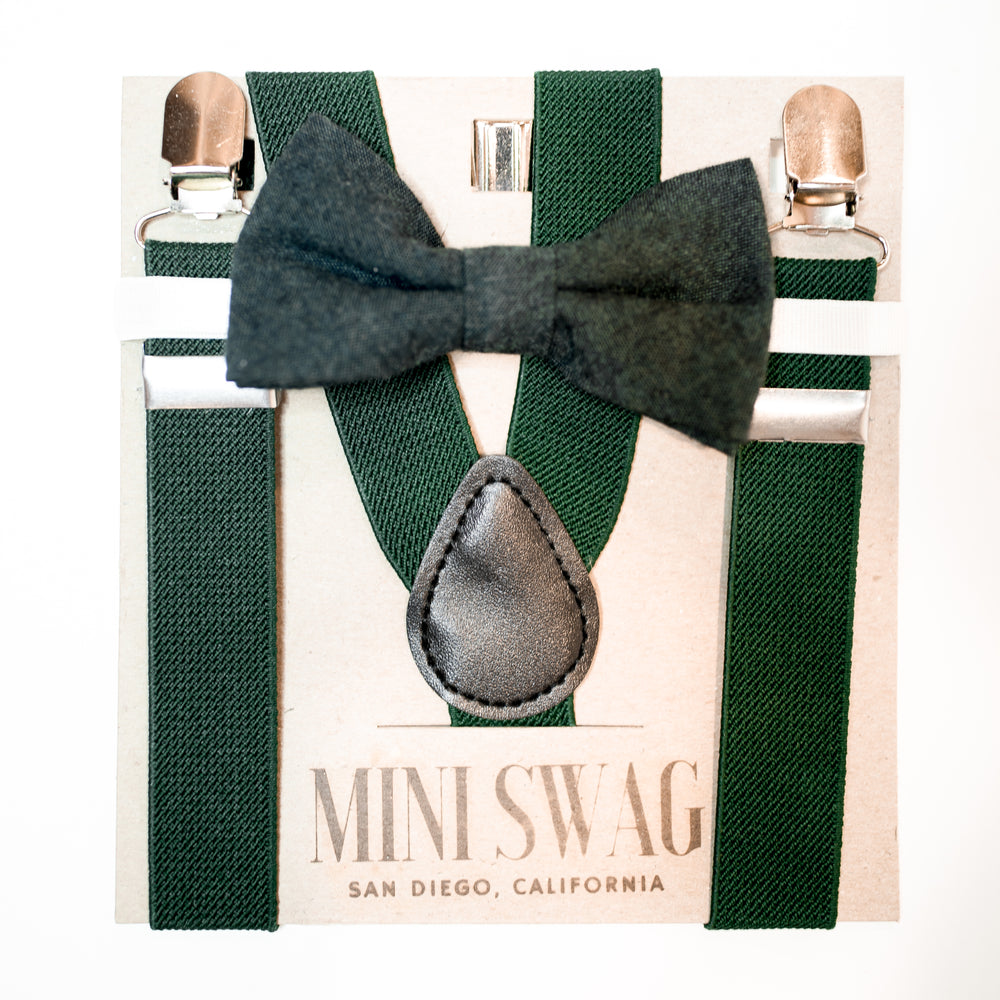 Bow Tie & Suspenders Set // Hunter Green