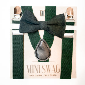 
                
                    Load image into Gallery viewer, Bow Tie &amp;amp; Suspenders Set // Hunter Green
                
            