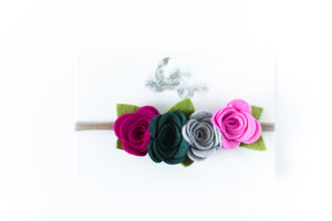Flower Crown Headband // Pink & Green