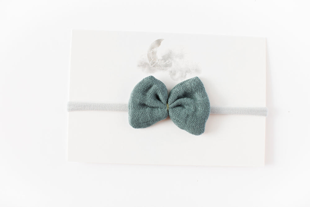 Gauze Bow Headband // Blue-Grey