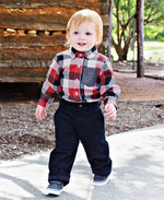 Plaid Button-Up Bodysuit // Red, White, & Black