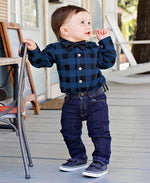 Plaid Button-Up Bodysuit // Sapphire & Black