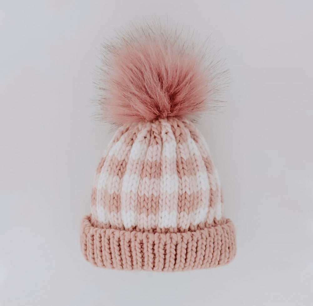 Buffalo Knit Pom Pom Beanie // Rosy Pink