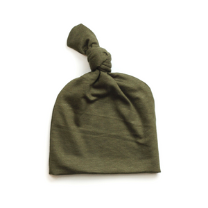 
                
                    Load image into Gallery viewer, Top Knot Baby Hat // Olive (0-3 months)
                
            