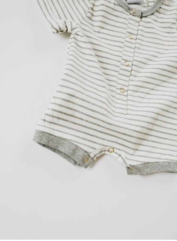 
                
                    Load image into Gallery viewer, Shortie Romper // Gray Stripe
                
            