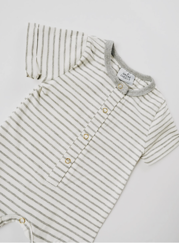 Shortie Romper // Gray Stripe