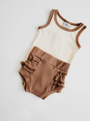 Ribbed Ruffle Bloomer // CHOCOLATE