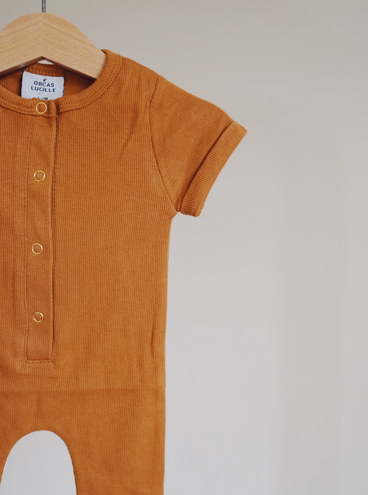 Ribbed Henley Romper // Autumn Maple