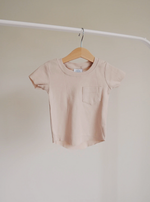 Ribbed Pocket Tee // Almond