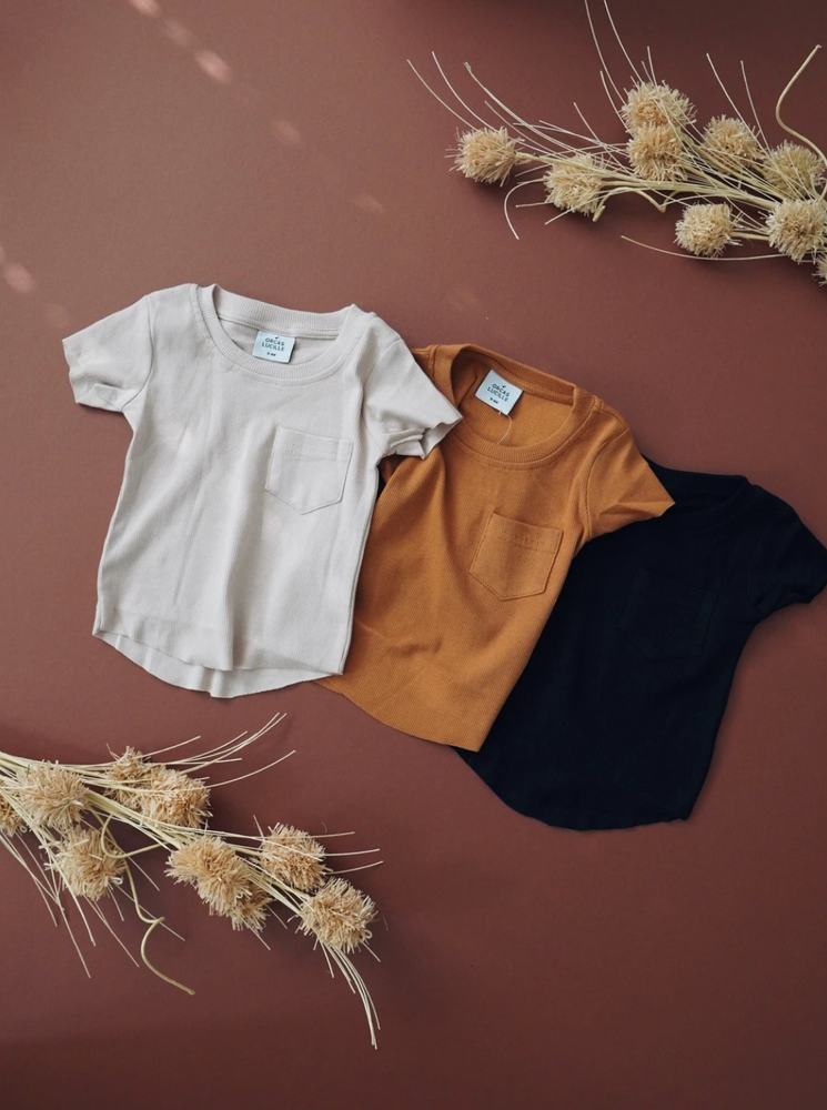 Ribbed Pocket Tee // Almond