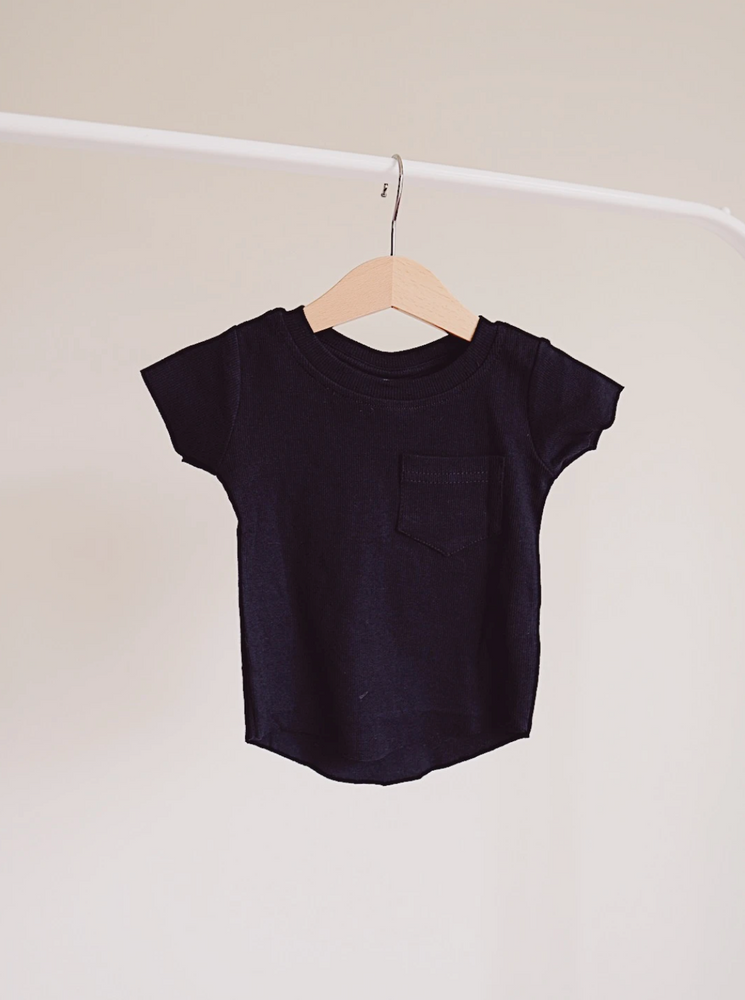 
                
                    Load image into Gallery viewer, Ribbed Pocket Tee // Black
                
            