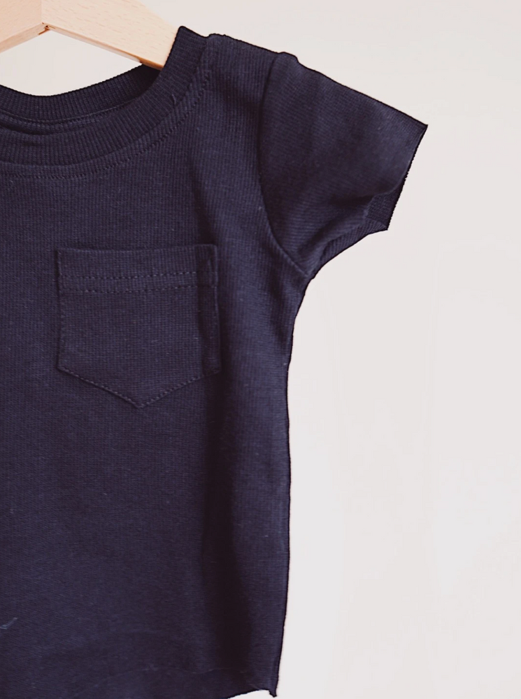 Ribbed Pocket Tee // Black