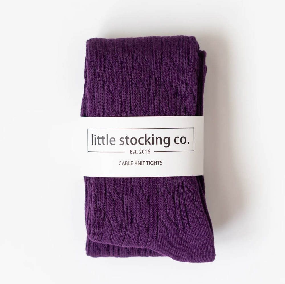 Cable Knit Tights // Plum Purple – EvieTay Boutique