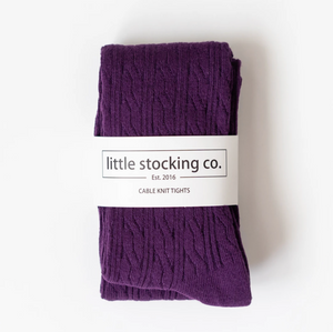 
                
                    Load image into Gallery viewer, Cable Knit Tights // Plum Purple
                
            