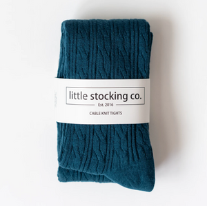 Cable Knit Tights // Deep Teal