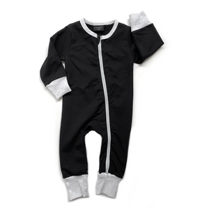 2-WAY ZIP ROMPER // BLACK & GREY