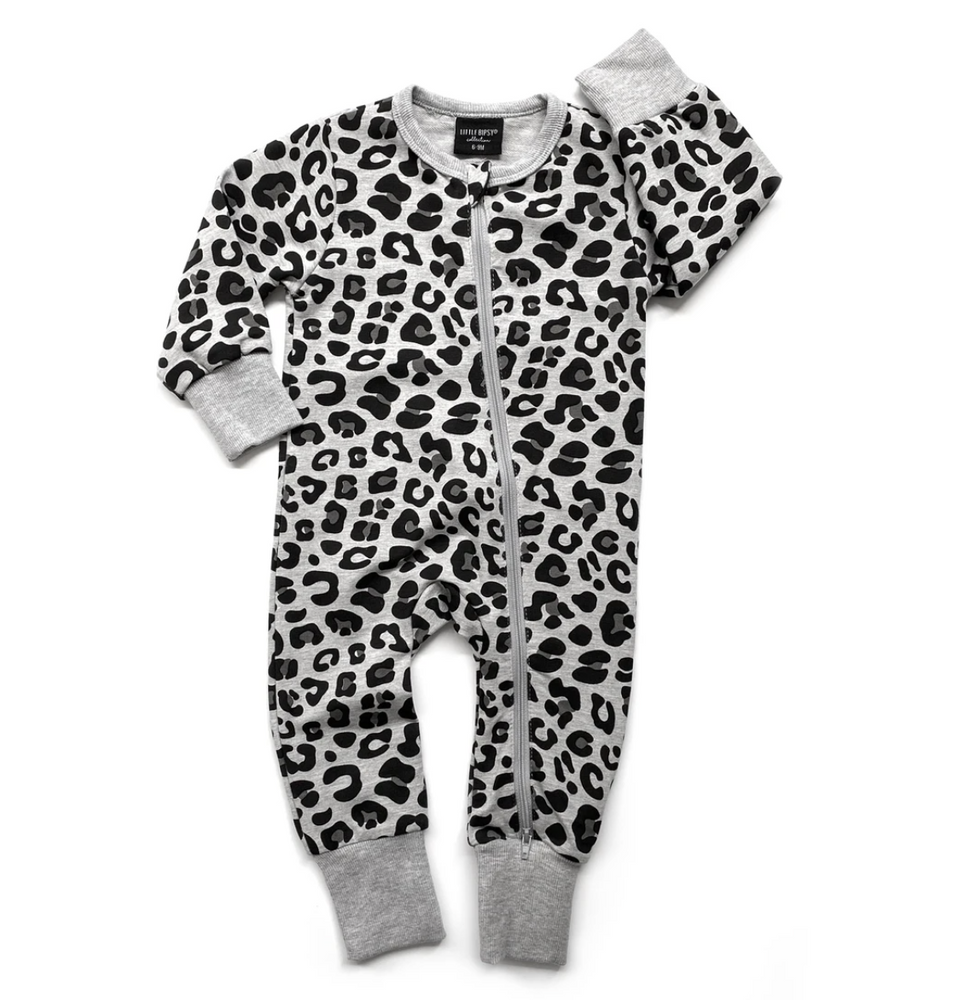 2-WAY LEOPARD ZIP ROMPER // GREY