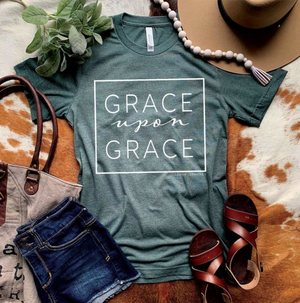 
                
                    Load image into Gallery viewer, MAMA // &amp;quot;Grace Upon Grace&amp;quot; Tee // Forest Green
                
            