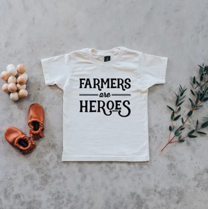 “Farmers Are Heroes” Kids Tee // Cream w/ Black