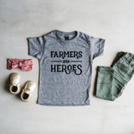 “Farmers Are Heroes” Kids Tee // Grey w/ Black