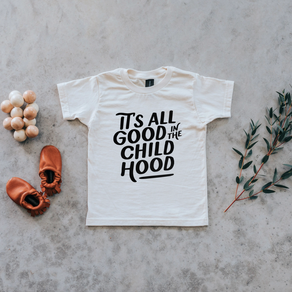 "It's All Good in the Childhood” Kids Tee // Cream w/ Black