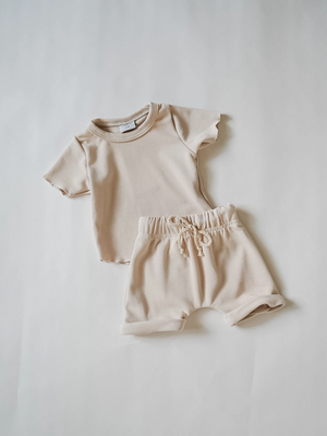 Cupro Two Piece Short Set // Cream