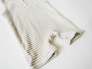 Hoodie Shortie Romper // Grey + White Stripe