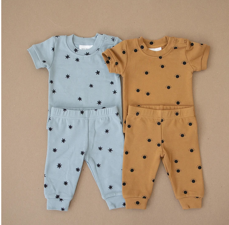 Cotton Short Sleeve Two-piece Cozy Set // Blue Stars