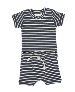 Striped Ribbed Two-piece Short Set // Charcoal