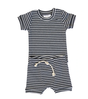 Striped Ribbed Two-piece Short Set // Charcoal