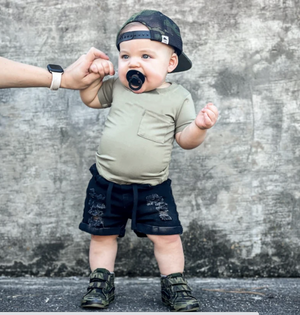 Distressed Denim Shorts // Black