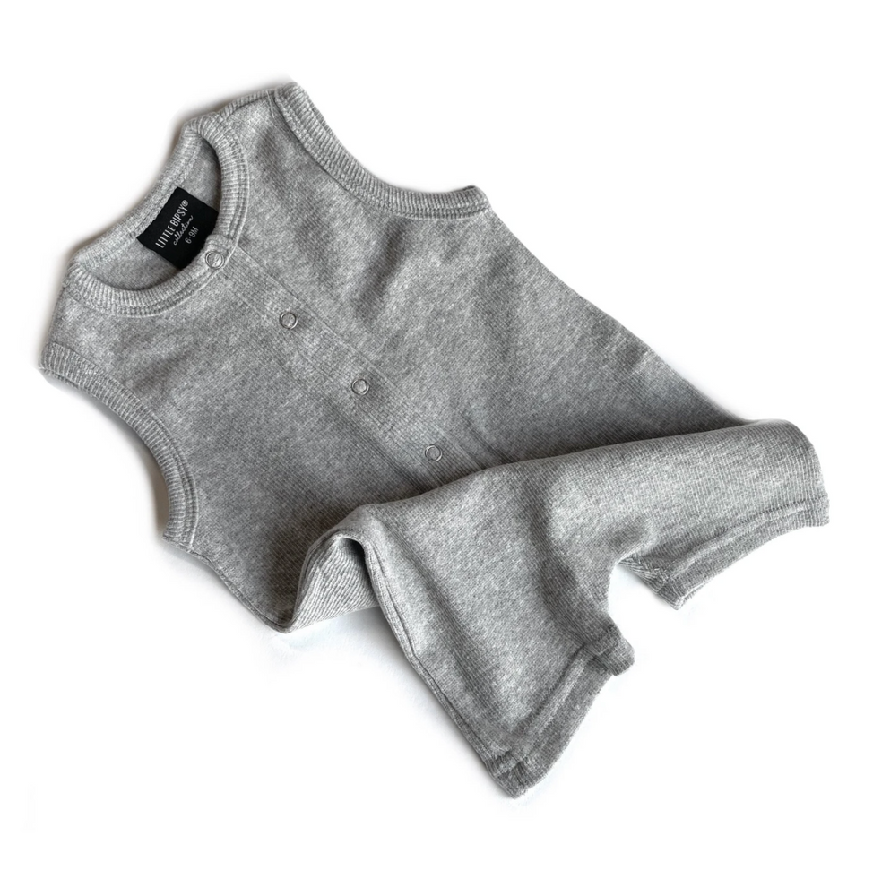 Ribbed Shorty Romper // Grey
