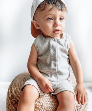 Ribbed Shorty Romper // Grey