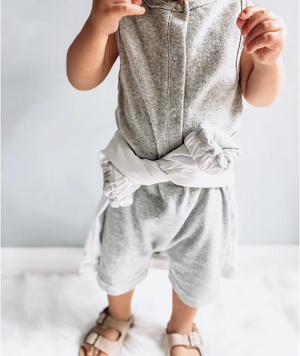 Ribbed Shorty Romper // Grey