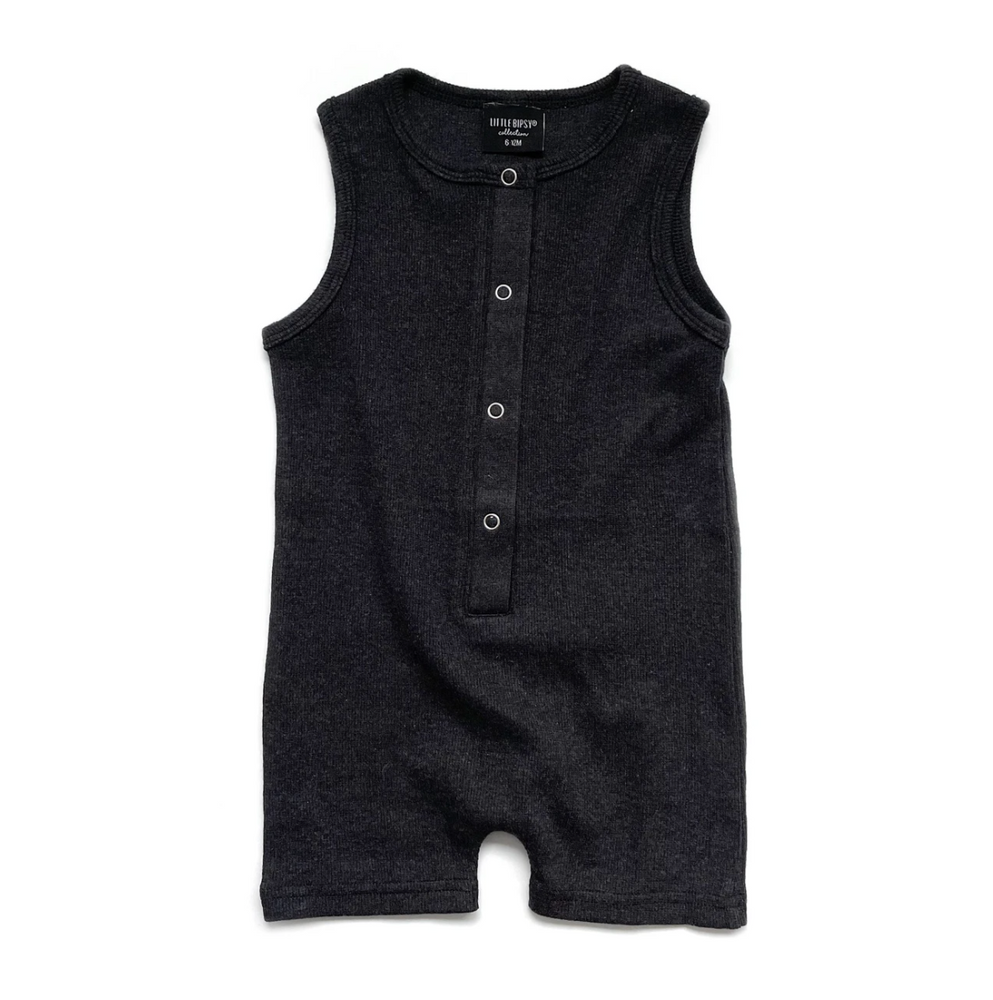 
                
                    Load image into Gallery viewer, Ribbed Shorty Romper // Black
                
            