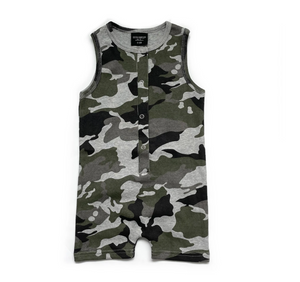 Ribbed Shorty Romper // Camo