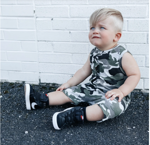 
                
                    Load image into Gallery viewer, Ribbed Shorty Romper // Camo
                
            