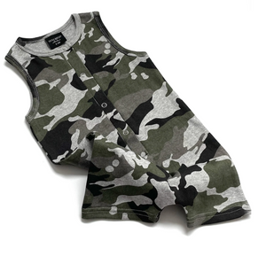 Ribbed Shorty Romper // Camo