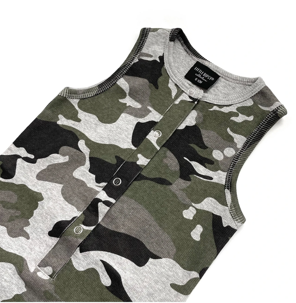 Ribbed Shorty Romper // Camo