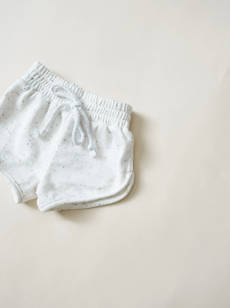 Speckled Track Shorts // White