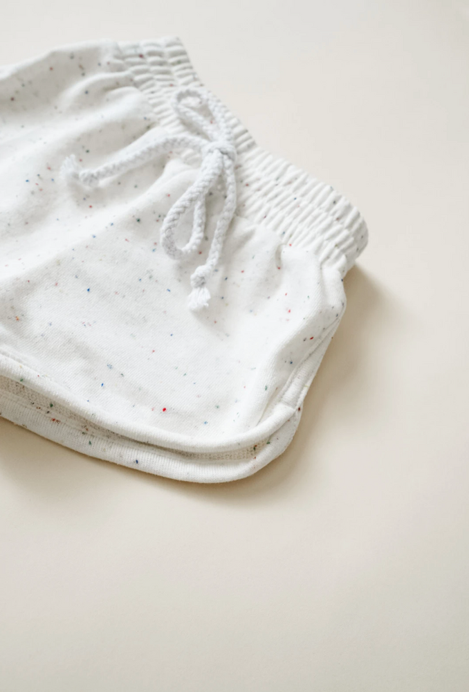 Speckled Track Shorts // White
