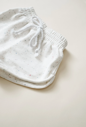 Speckled Track Shorts // White